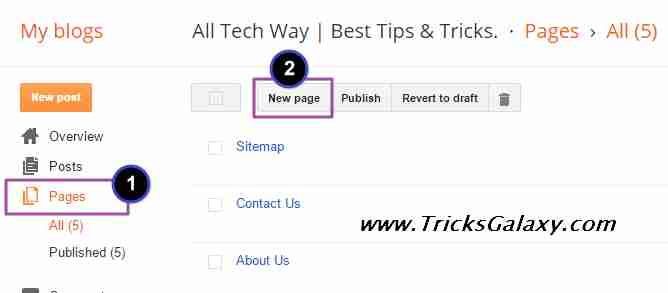 Create New Sitemap Pages in Blogger