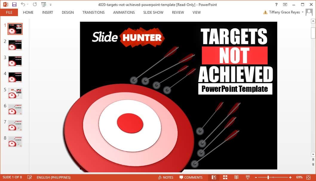SlideHunter targets not achieved powerpoint template
