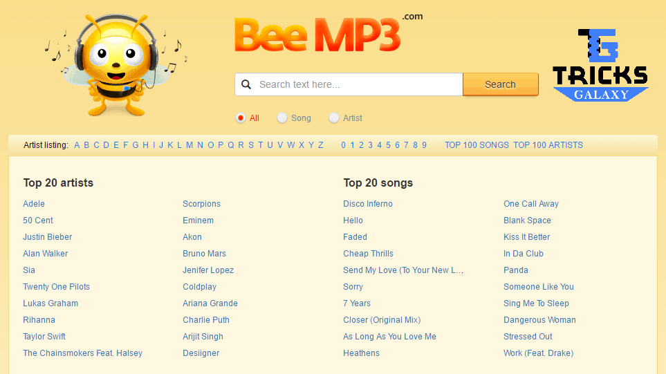 BeeMp3 Music Search Engine