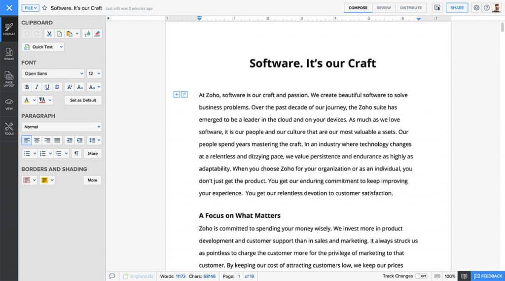 Zoho Office Suite MS Office Alternative